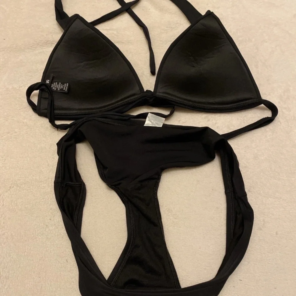 Sophisticated Black Halter Bikini Set